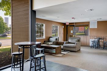 Lounge Seating at the Clubhouse with High Top Table and Stools